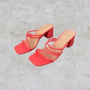 Coral Strappy Slip On Heels